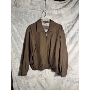 Perry Ellis Portfolio‎ Mens Brown Microfiber Full Zip Jacket Size L Mesh Lined